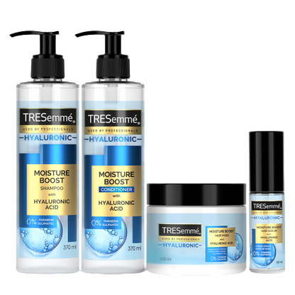 TRESemmé Moisture Boost with Hyaluronic Acid: Shampoo 370ml + Conditioner 370ml + Mask 300ml + Serum 60ml