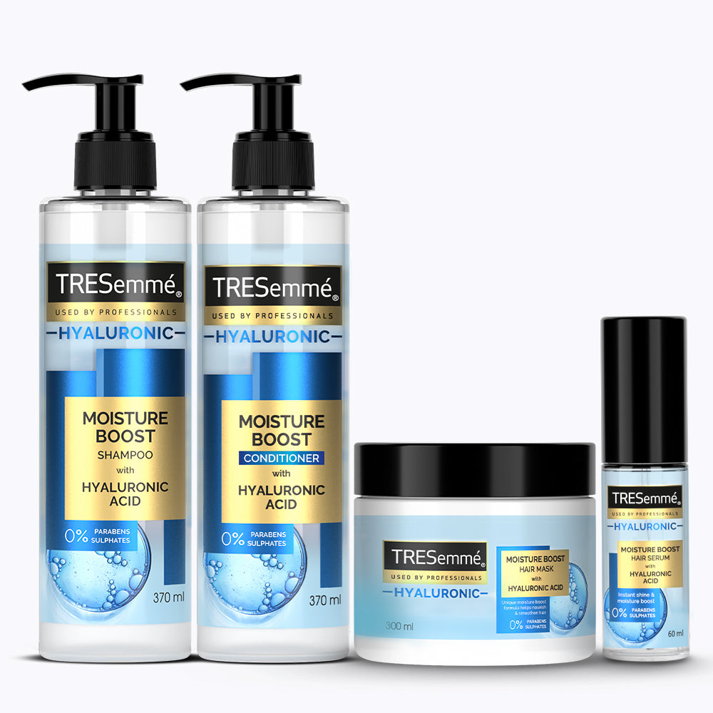 TRESemmé Moisture Boost with Hyaluronic Acid: Shampoo 370ml + Conditioner 370ml + Mask 300ml + Serum 60ml