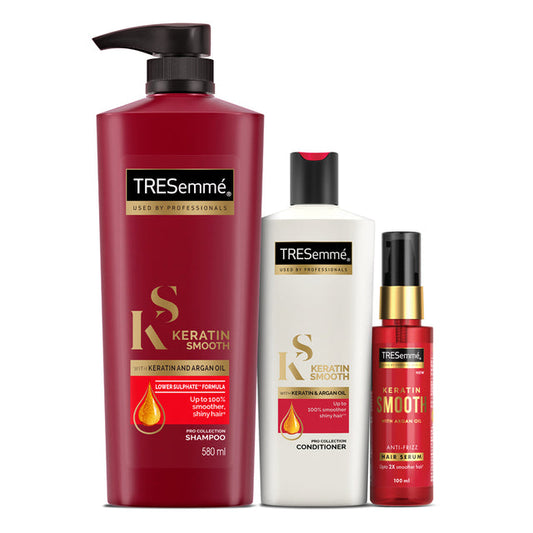 TRESemmé Keratin Smooth Shampoo 580ml+ Conditioner 190 ml + Serum 100ml