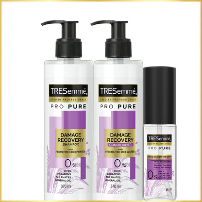 TRESemmé Pro Pure Damage Recovery Shampoo 370ml + Conditioner 370ml + Serum 60ml