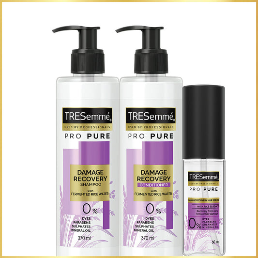 TRESemmé Pro Pure Damage Recovery Shampoo 370ml + Conditioner 370ml + Serum 60ml