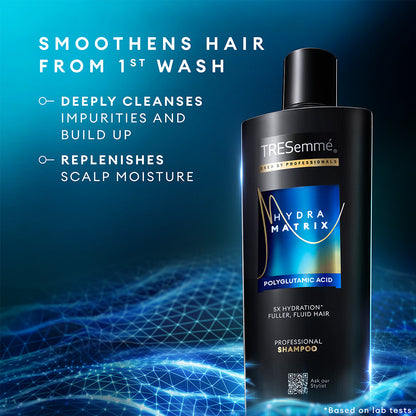 TRESemme Hydra Matrix Shampoo | Polyglutamic Acid for 100H of Hydrated, Fluid Hair, Paraben Free