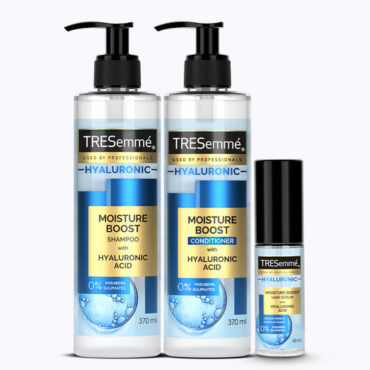 TRESemmé Moisture Boost with Hyaluronic Acid: Shampoo 370ml + Conditioner 370ml + Serum 60ml