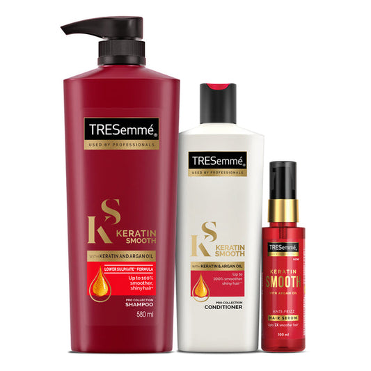 TRESemmé Keratin Smooth Shampoo 580ml + Conditioner 340ml + Serum 100ml